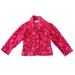 COUNTRY ROAD Vintage Paisley Jacket Girls 3 3T Red Pink Corduroy Boho Hippy 70's